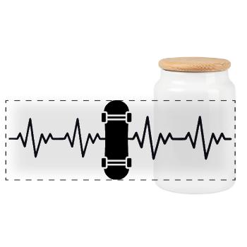 Skateboard Skateboarder EKG Herzschlag - Panorama Keksdose mit Holzdeckel - Weiß - Vorne