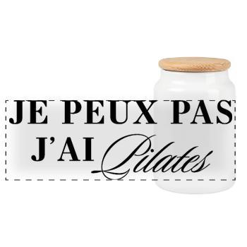 Ich kann nicht, ich habe Pilates-Humor-Geschenk - Panorama Keksdose mit Holzdeckel - Weiß - Vorne