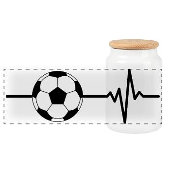 Fußball ist mein Leben, Herzschlag, Bundesliga - Panorama Keksdose mit Holzdeckel - Weiß - Vorne