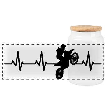 Herzlinie Motocross Fahrer - Panorama Keksdose mit Holzdeckel - Weiß - Vorne