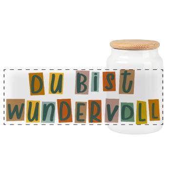You're wonderful - Panoramic Cookie Jar with Wooden Lid - white - Front