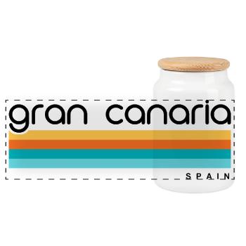 Gran Canaria - Espagne - Espagne - Espagne - Îles Canaries - Boîte à biscuits avec couvercle en bois - blanc - Devant