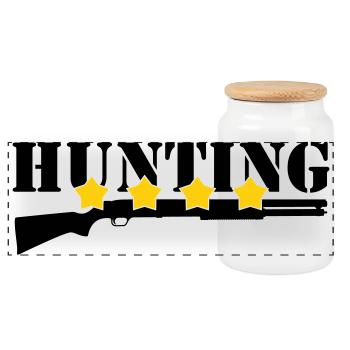 Hunting - Hunter - Panoramic Cookie Jar with Wooden Lid - white - Front