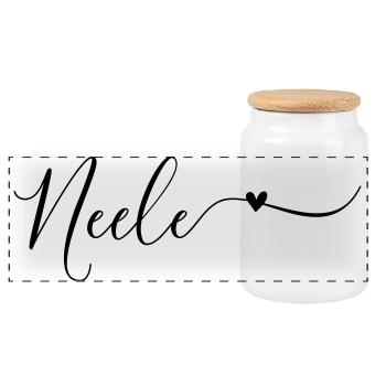 Neele Last name First name Decorative - Panoramic Cookie Jar with Wooden Lid - white - Front