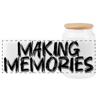 Making Memories Handwriting Design - Panoramic Cookie Jar with Wooden Lid - white - Front