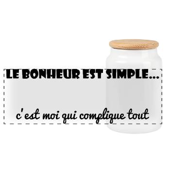 BONHEUR. AMOUREUX. AMOUR. JE T'AIME. COUPLE. AMOUR - Boîte à biscuits avec couvercle en bois - blanc - Devant