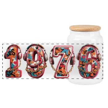 Millésime 1976 - Boîte à biscuits avec couvercle en bois - blanc - Devant