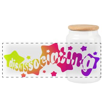Dissoziation in Regenbogensternen (Farbverlauf) - Panorama Keksdose mit Holzdeckel - Weiß - Vorne