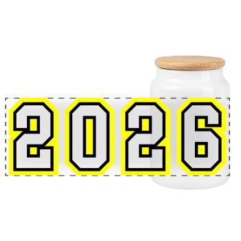 2026 Jahr - Panorama Keksdose mit Holzdeckel - Weiß - Vorne