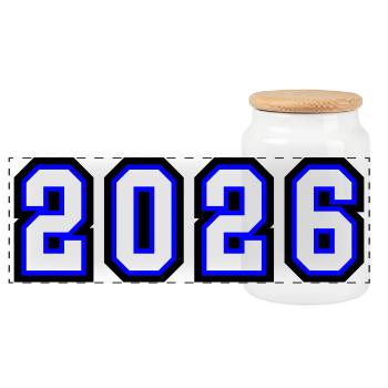 2026 Jahr - Panorama Keksdose mit Holzdeckel - Weiß - Vorne