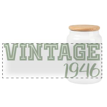 80 Jahre 1946 Vintage Retro Geburtstagsgeschenk - Panorama Keksdose mit Holzdeckel - Weiß - Vorne