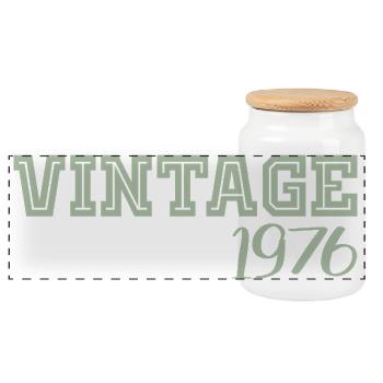 50 Jahre 1976 Vintage Retro Geburtstagsgeschenk - Panorama Keksdose mit Holzdeckel - Weiß - Vorne