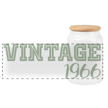 60 Years 1966 Vintage Retro Birthday Gift - Panoramic Cookie Jar with Wooden Lid - white - Front