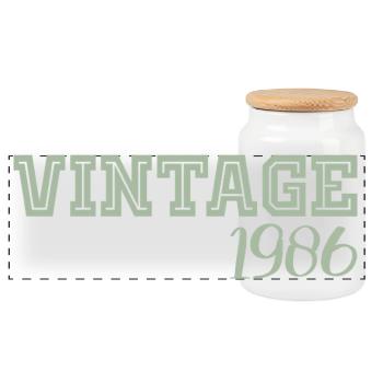40 Years 1986 Vintage Retro Birthday Gift - Panoramic Cookie Jar with Wooden Lid - white - Front