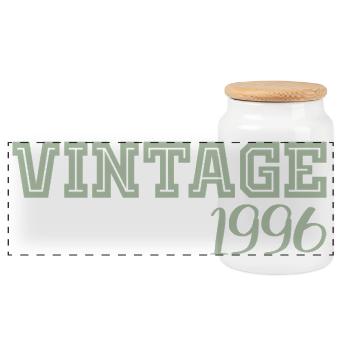 30 Jahre 1996 Vintage-Retro-Geburtstagsgeschenk - Panorama Keksdose mit Holzdeckel - Weiß - Vorne