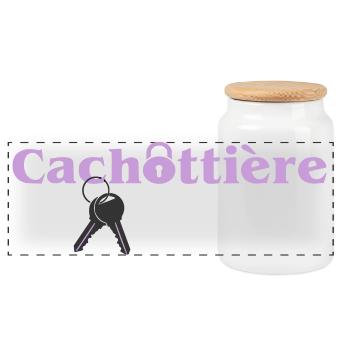 Cachottière Clés et Mystère - Boîte à biscuits avec couvercle en bois - blanc - Devant