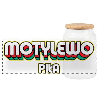 Butterfly Piła. Retro District Name - Panoramic Cookie Jar with Wooden Lid - white - Front