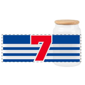 Numéro 7 France  - Boîte à biscuits avec couvercle en bois - blanc - Devant