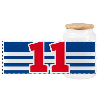 Numéro 11 France - Boîte à biscuits avec couvercle en bois - blanc - Devant