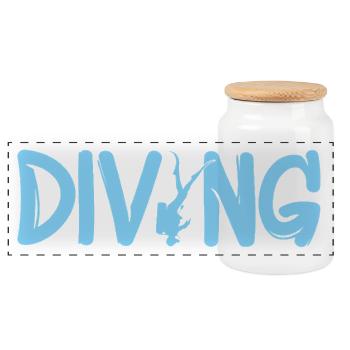Tauchen Diving Scuba Diver - Panorama Keksdose mit Holzdeckel - Weiß - Vorne