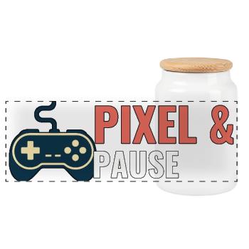 Pixel & Pause. - Panorama Keksdose mit Holzdeckel - Weiß - Vorne