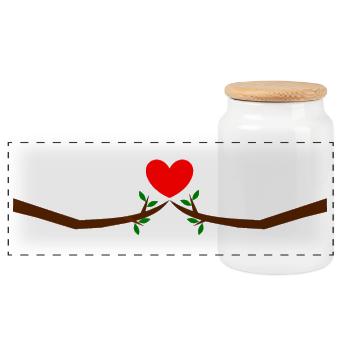 Valentinstag, Valentinstag, Valentinstag - Panorama Keksdose mit Holzdeckel - Weiß - Vorne
