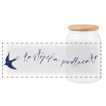 ŁASTOJČKA PODLEĆAŁA - Panoramic Cookie Jar with Wooden Lid - white - Front