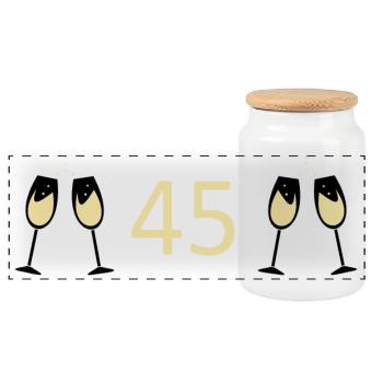 45e anniversaire 45e anniversaire 45 numéro 45 blanc - Boîte à biscuits avec couvercle en bois - blanc - Devant