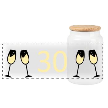 30th Birthday 30th Anniversary - Panoramic Cookie Jar with Wooden Lid - white - Front