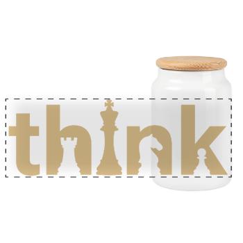 Think Chess Design – Minimal Strategy Shirt - Panorama Keksdose mit Holzdeckel - Weiß - Vorne