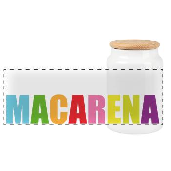 hey Macarena - Panorama Keksdose mit Holzdeckel - Weiß - Vorne
