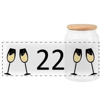 22nd Birthday 22 Years Anniversary 22 Years Number 22 - Panoramic Cookie Jar with Wooden Lid - white - Front