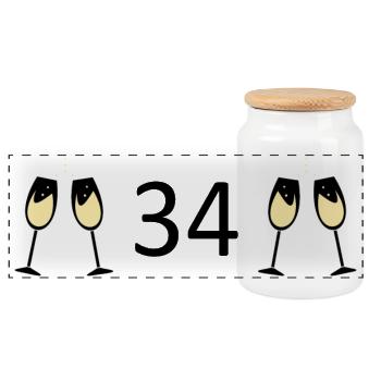 34th Birthday 34 Years Anniversary 34 Years Number 34 - Panoramic Cookie Jar with Wooden Lid - white - Front