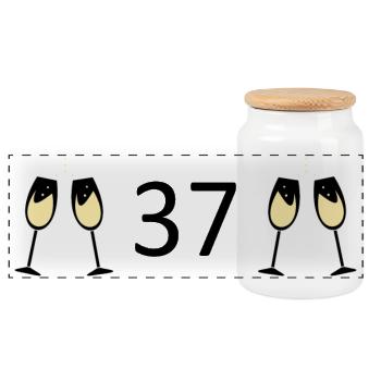 37th Birthday 37 Years Anniversary 37 Years Number 37 - Panoramic Cookie Jar with Wooden Lid - white - Front