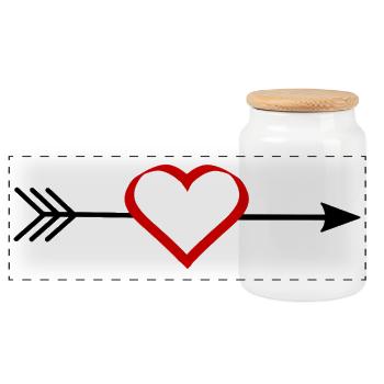 Valentine's Day Gift Valentine's Day - Panoramic Cookie Jar with Wooden Lid - white - Front