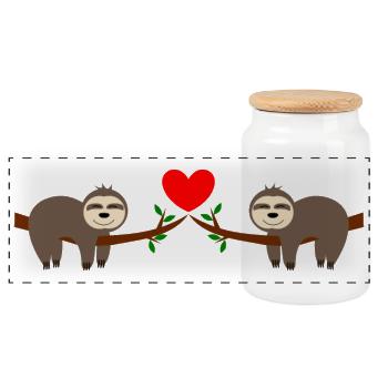 Bande dessinée paresseuse - Boîte à biscuits avec couvercle en bois - blanc - Devant