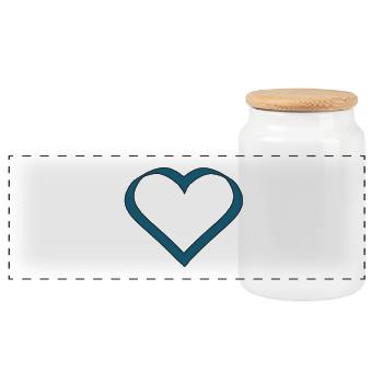 blue heart with arrow Valentine's Day gift - Panoramic Cookie Jar with Wooden Lid - white - Front