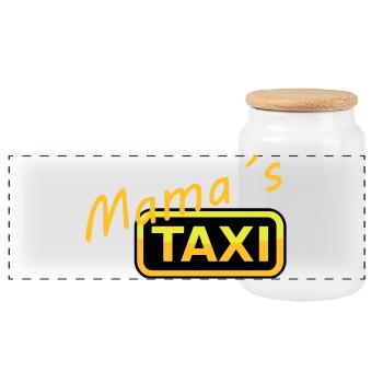 Humorvolles Mamas Taxi Schild - Panorama Keksdose mit Holzdeckel - Weiß - Vorne