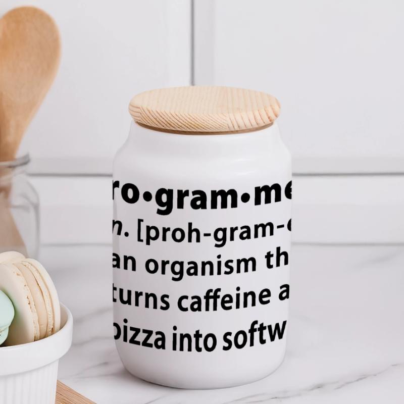 Programmer dictionary definition Panoramic Cookie Jar with Wooden Lid