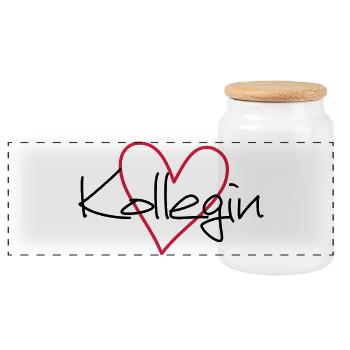 Colleague heart favorite colleague gift - Panoramic Cookie Jar with Wooden Lid - white - Front