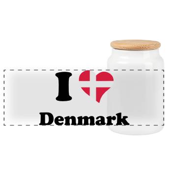 I love Denmark - Panoramic Cookie Jar with Wooden Lid - white - Front