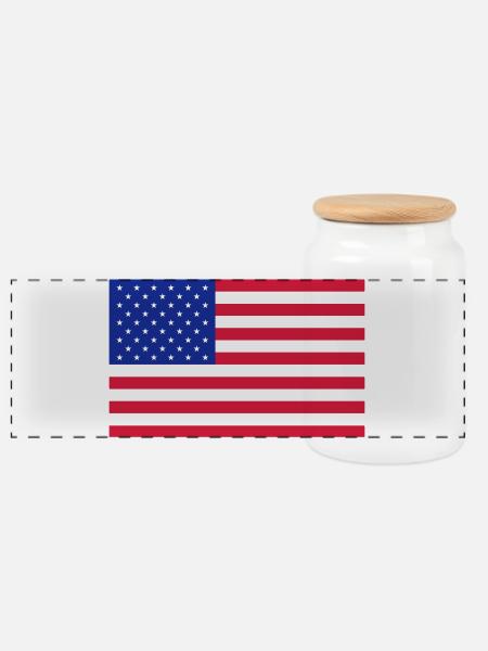 Flagge Amerika - Panorama Keksdose mit Holzdeckel - Weiß