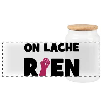 On lâche rien ! - Boîte à biscuits avec couvercle en bois - blanc - Devant
