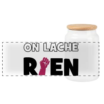 On lâche rien ! - Boîte à biscuits avec couvercle en bois - blanc - Devant