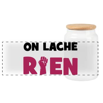On lâche rien ! - Boîte à biscuits avec couvercle en bois - blanc - Devant