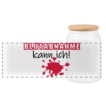 Blutabnahme Medizin Blut Beruf Geschenk Spruch - Panorama Keksdose mit Holzdeckel - Weiß - Vorne