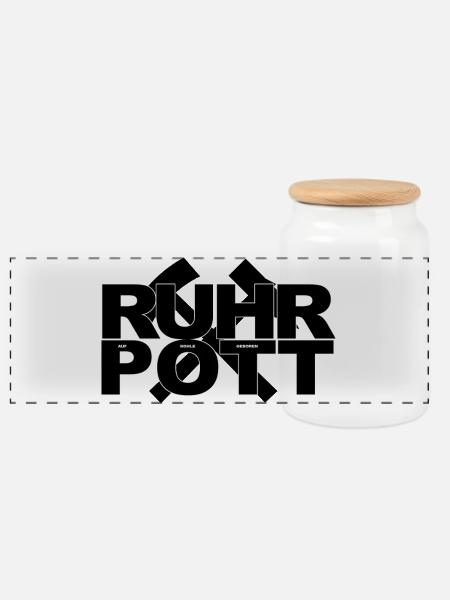 RUHRPOTT AUF KOHLE GEBOREN - Panorama Keksdose mit Holzdeckel - Weiß