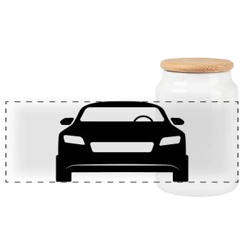 Sports car - Panoramic Cookie Jar with Wooden Lid - white - Front