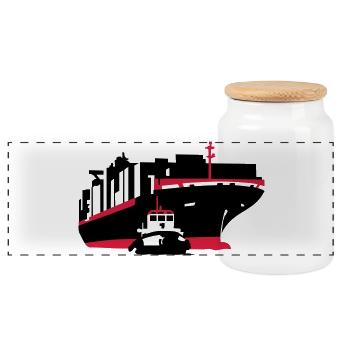 porte-conteneurs - Boîte à biscuits avec couvercle en bois - blanc - Devant