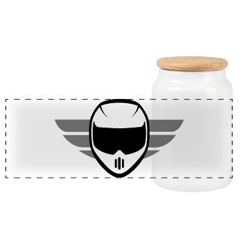 Sport motorcycle helmet with wings - Panoramic Cookie Jar with Wooden Lid - white - Front